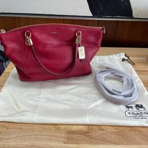 Raspberry Pebble Leather COACH Kelsey Crossbody Bag